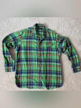 Ralph Lauren Green Plaid Long-Sleeve Flannel Shirt - sz L
